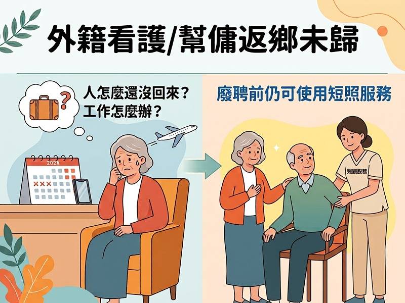 外籍看護/幫傭返鄉遲遲不歸？別慌，勞動部表示：廢聘前仍可沿用短照服務